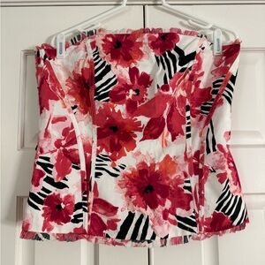 NWT WHBM White House Black Market Floral Zebra Bustier Corset Size 14